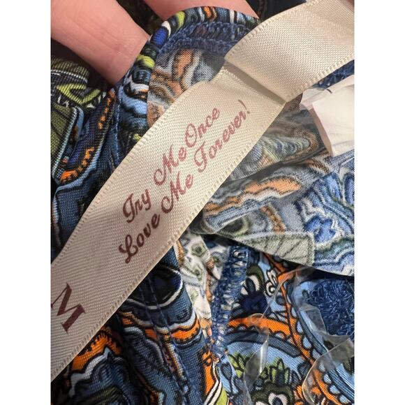 Christina Love Halter Dress Abstract Peacock Print Size Medium JL - Picture 7 of 8